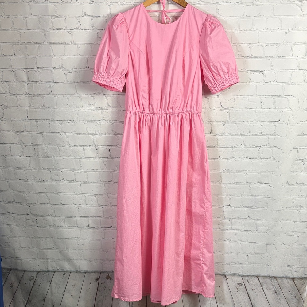 GREYLIN NWT Adriana Cotton Poplin Pink Rose Midi Dress size small